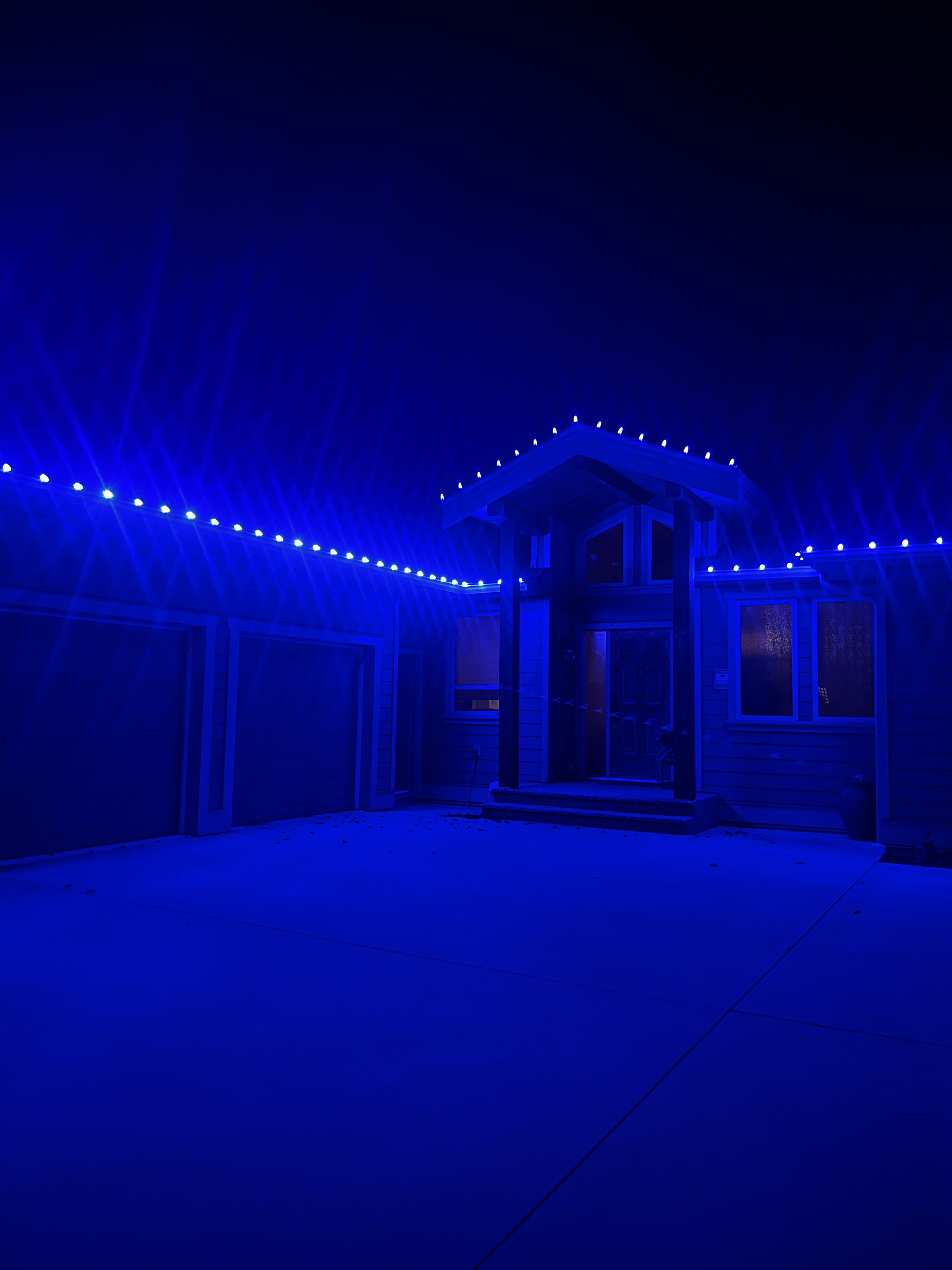 Blue Christmas light installation Sechelt BC